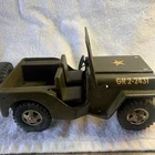 Vintage Tonka Toys Pressed Steel Green Army Jeep GR2-2431 1960s spare tire