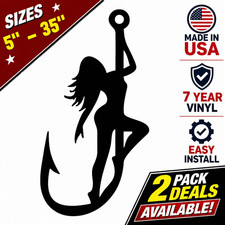 Sexy Hooker Fishing Hook Truck Car Window Vinyl Decal Funny Tackle Box Sticker