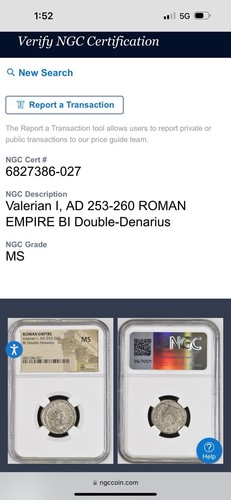 Roman Empire Valerian I AD253-260 NGC Ancients MS BI Double Denarius - Picture 3 of 3