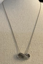 Sterling Silver Diamond Accent Infinity 5/8  Necklace Rope Chain 18  