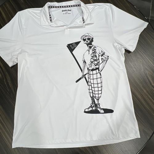Mr. Bones Herren Golfshirt (weiß) Tatto Golf Größe 4XL