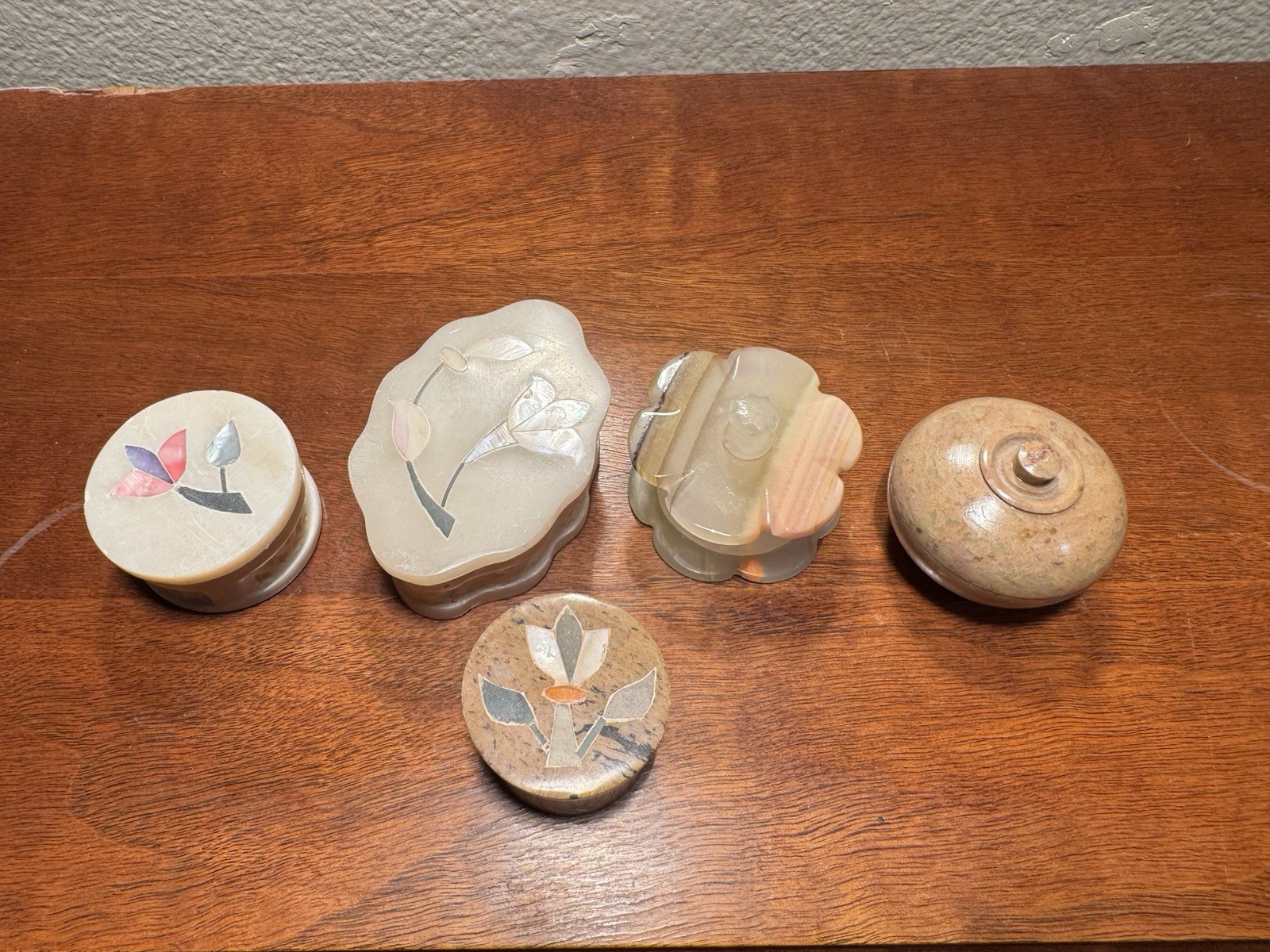 5 Miniature Stone Box Collection for Display & Decoration