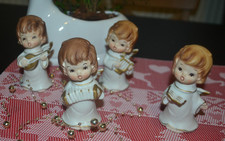 4 musizierende Engel *Weiß/Gold* Keramik * Shabby*  Höhe 10,5 cm Weihnachtsengel