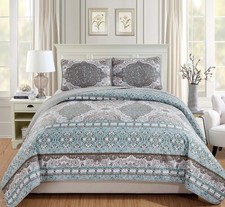 Fancy Linen 3pc Quilted Coverlet Bedspread Set New King/California King, Bro...