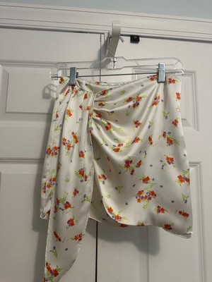 Zara Floral Satin Mini Skirt, Tied