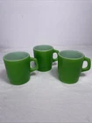 Vintage Set of 3 Fire King Green Stacking Mugs Anchor Hocking USA