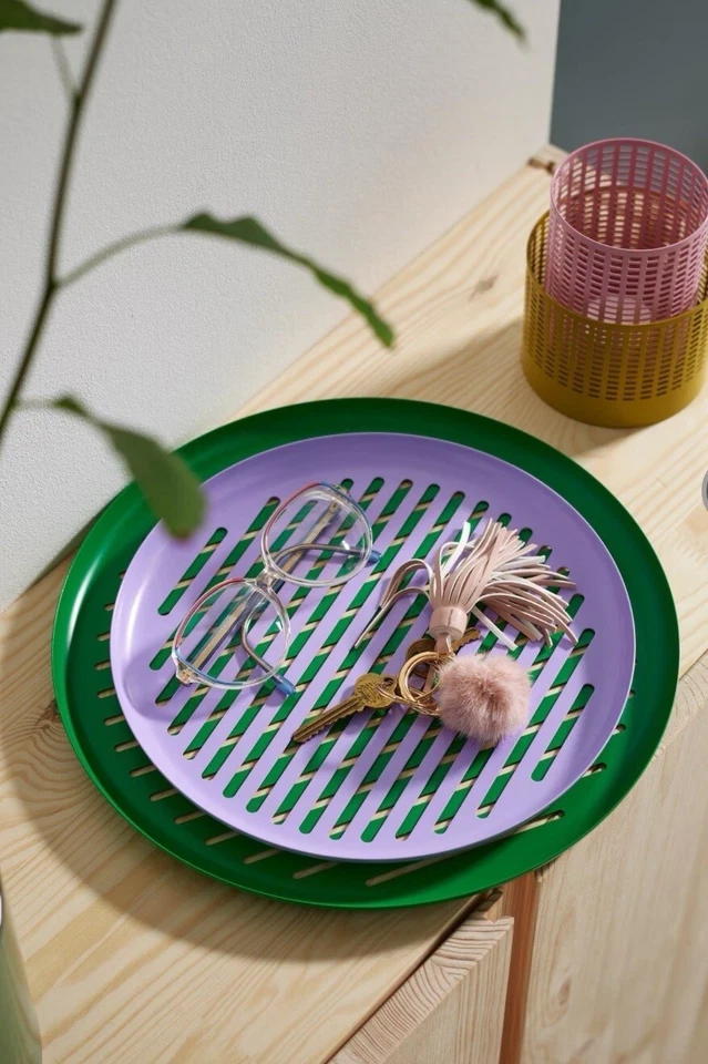 IKEA Design Tablett,2er Set,Stahl, rund, grün lila,OVP,sold out - Bild 2 von 4