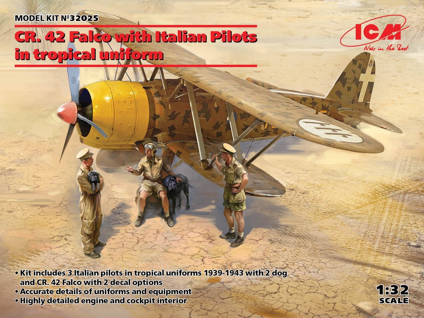 ICM 1/32 WW2 CR. 42 Falco with Italian Pilots in tropical uniform