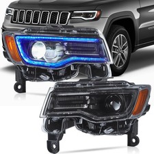 LED Headlights Fit for 2014-2022 Grand Cherokee, Headlamp with Blue Dynamic S...