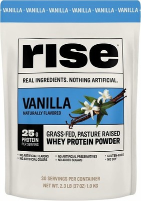 Rise Grass-Fed Whey Protein Vanilla   25g Protein, No Artificial Ingredients, 2.