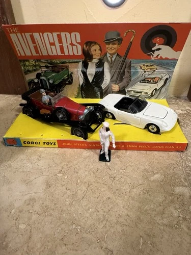 Vintage Corgi Cars THE AVENGERS Gift Set 40 w/ Box plus BATMOBILE Great Britain
