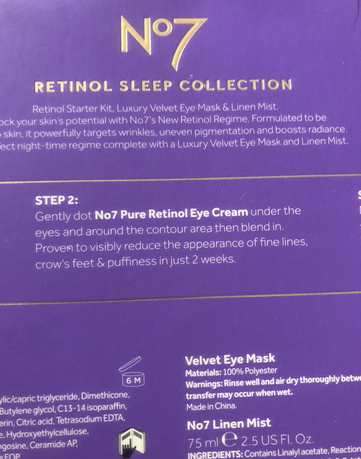 No 7 Retinol Sleep Collection Gift Set -- 3 Treatment Tubes & Velvet Mask & Mist