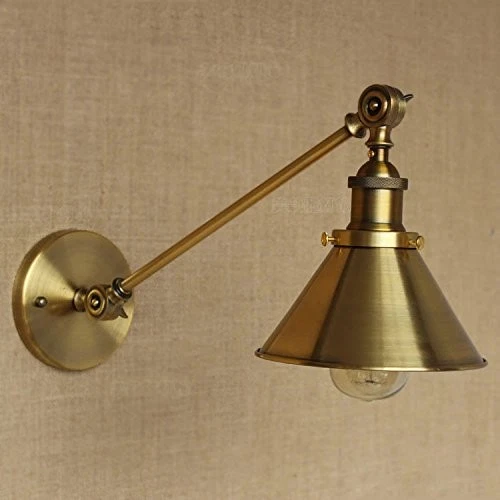 Adjustable Arm Wall Light Fixtures Brass Finish 1 Light Wall Sconce 7" Indust... - Image 3 of 4