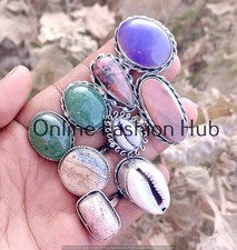 Buy Amethyst & Mix Gemstone 925 Sterling Silver Plated Rings Lot Arrive Jewelry