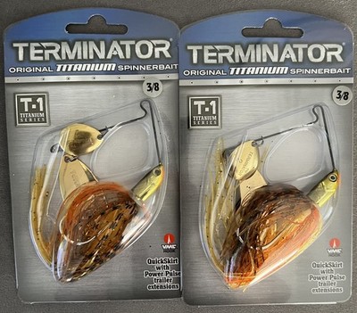 *Lot of 2* DISCONTINUED TERMINATOR T-1 TITANIUM 3/8 OZ SPINNERBAIT TANDEM