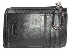 MUNDI Black Leather Zip Card Case Key Holder Wallet NWT