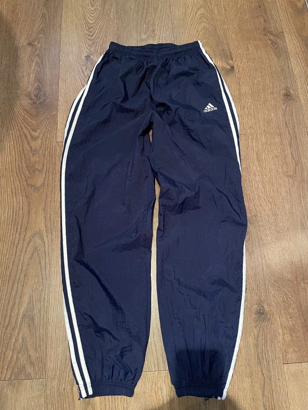 Adidas Men's Rain Windproof Nylon Pants Joggers Large Regular Blue Navy