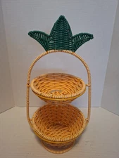 Celebrate Summer w the Pineapple 2 Tier Basket Display Fruit Vegis Snacks 18”H