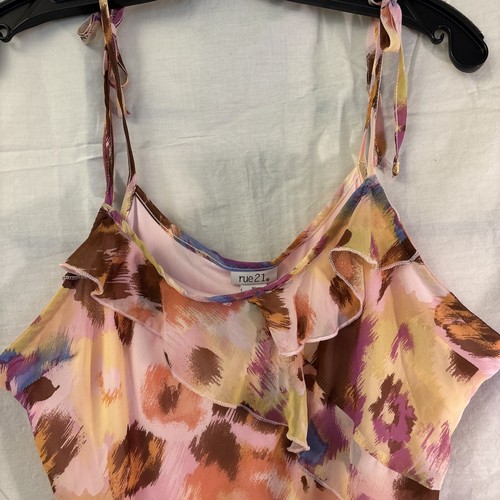 Rue 21 Dress XL NEW Sundress Floral Shoulder Ties Maxi One Side Knee Other Side - Picture 4 of 17