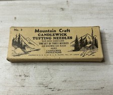 Vintage Mountain Craft Candlewick Tufting Needles 2 Original Needles, Box, Instr
