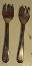 2 pc Vintage Silver Plated Sheffield England Cocktail Seafood Fork Small 5" Set