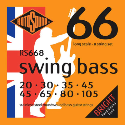 Rotosound RS668 8-saitiges Oktaven-Set Swing Bassgitarre Edelstahl rundum gewickelt