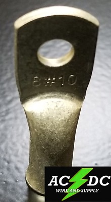 10-Pack 8 AWG Ring Terminals - 3/8 Inch Hole, Tin Plated Copper Cable Lugs