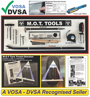 12 MOT TOOLS BOARD REIFENPROFILBREITENMESSER GEBOGENE STANGE PCI TIEFENMESSER VOSA DVSA
