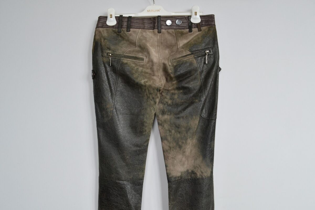 Vintage CHRISTIAN DIOR Leather Pants Distressed Trousers Vintage CHRISTIAN DIOR Leather Pants Distressed Trousers