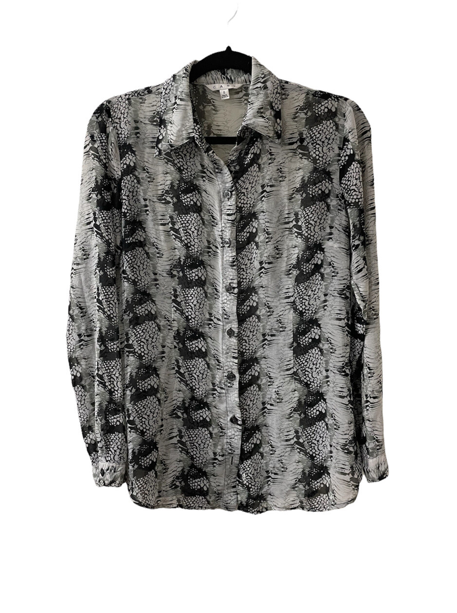 Cabi Silky Snake Python Pattern Blouse Women Smal… - image 1