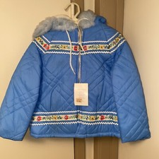 Vintage Girl Hooded Lined Zipper Blue Coat size 4 NEW NOS