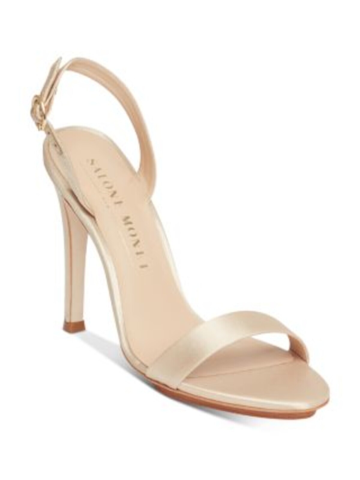 Женские босоножки SALONE MONET из золотистого металлика и соболя с круглым носком и ремешком на шпильке, 7 М