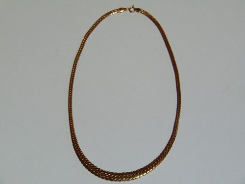 Vintage Italian Solid 18K Gold Herringbone Reversible Chain Necklace 16in - 第 1/13 張圖片
