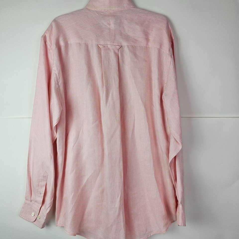 Madeleine Finn Linen Men's Large Light Pink Long Sleeve Dress Shirt eBay