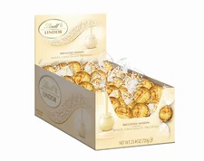 Lindt LINDOR White Chocolate Truffles Kosher 60 Count Box 25.4 Ounce
