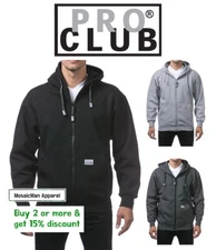Pro Club Men's Heavyweight Full Zip Up Zipper Causal Fleece Hoodie Winter Jacket