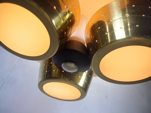 VIRDEN Mid Century MoD VTG Saucer THURSTON era Ceiling Chandelier PENDANT Light - Picture 7 of 19