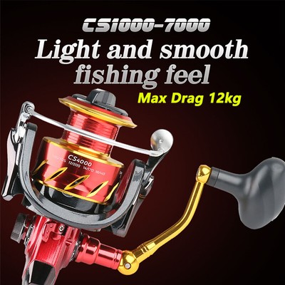  Fishing Reel Aluminium Spool Spinning Wheel High Speed 5.1:1 Max Drag 12kg 