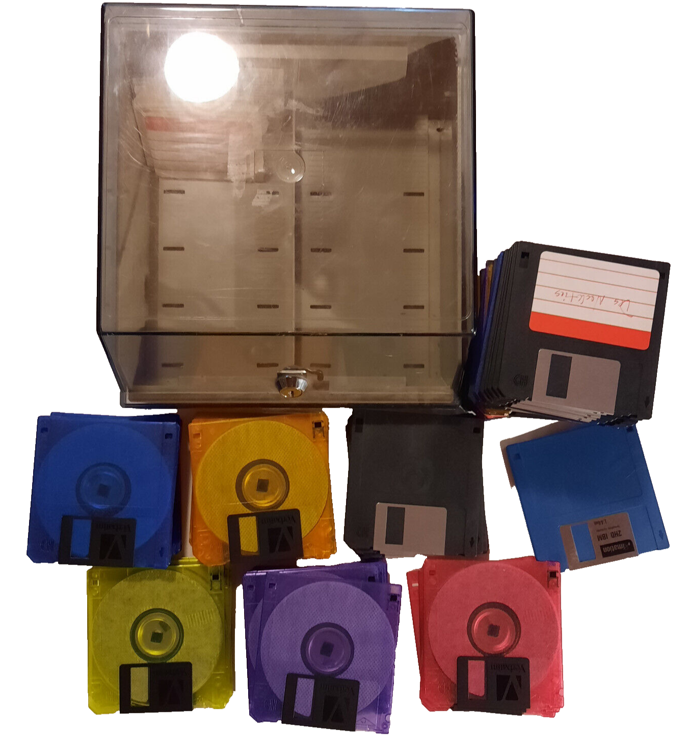 Vintage Floppy Disk Holder + 82 Untested Disks 3.5