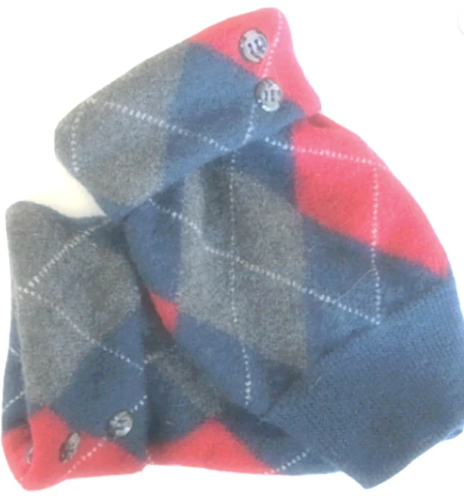FINGERLESS GLOVES GRAY BLUE NAVY RED 100% MERINO WOOL S- M SMALL - MEDIUM CUFFS