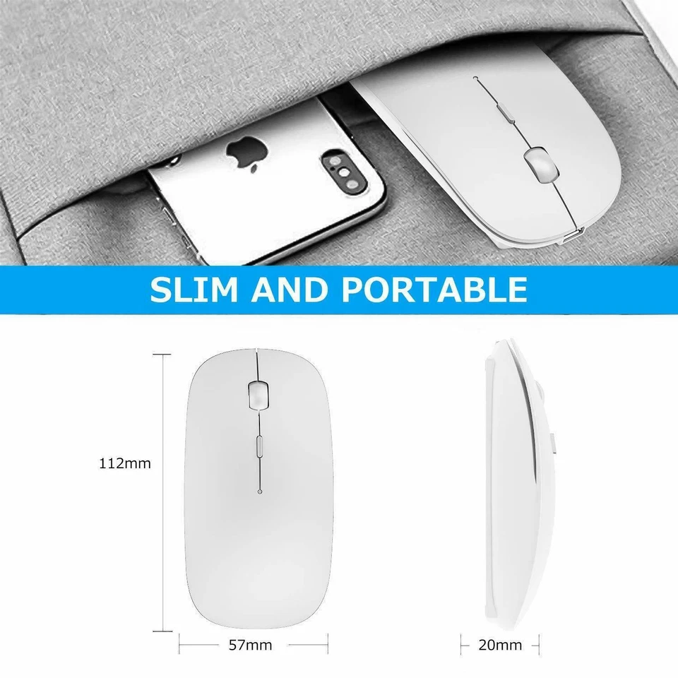 2.4GHZ OPTICAL WIRELESS SLIM MOUSE MICE + USB RECEIVER FOR LAPTOP PC MACBOOK - Image 3 of 4