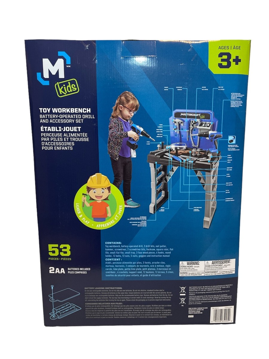 Mastercraft Deluxe Toy Tool & Work Bench w/Battery Operated Drill