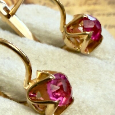 14k 583 Rose Gold Earrings -Stunning Vintage East European Soviet Era - #1686