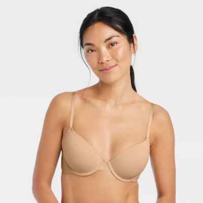 Auden Women's Everyday Lightly Lined Demi T-Shirt Bra Brown Size 32DDD