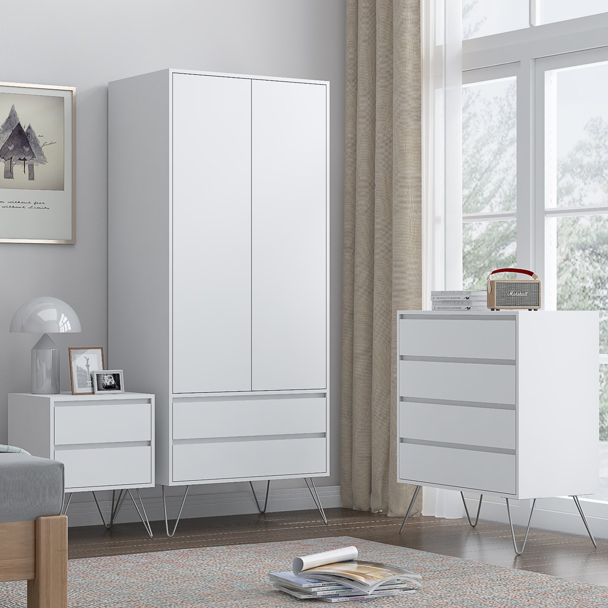 White Bedroom furniture Multi-listing Wardrobe, Chest, Bedside or set