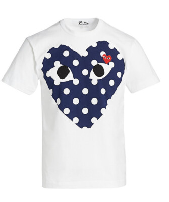 Comme des garcons play Blue Polka Dot Tee Shirt Men Small Unisex