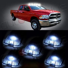 5x White LED For Chevy/GMC Truck+Smoke Lens Top Roof Cab Marker Running Lights