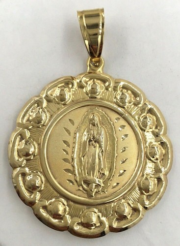14k Yellow Gold Virgin Mary Jesus 