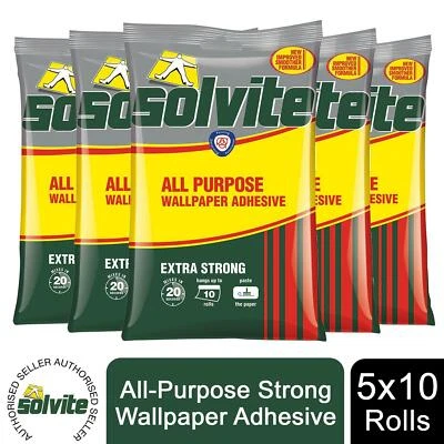Solvite All-Purpose Extra Strong Wallpaper Adhesive, 5 Sachets (approx 50 rolls)