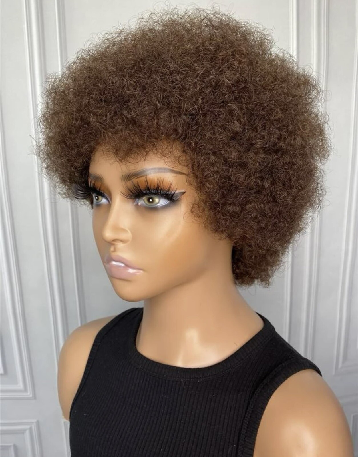 Perruque naturelle afro contre la perte de volume : boucles courtes 150%